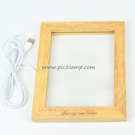 Custom Wooden Photo Frame LED Lamp Gift For Love - Vertical