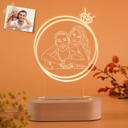 Customized Light Up Portrait, Family Portrait Sketch from Photo, Custom LED portrait, 3D Photo Lamp