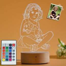 Personalized Photo 3D Lamp, Engraved Photo Night Light Gift For Kid - Magic Remote Control, Touch Multiple Color