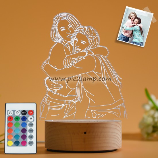 Personalized Photo 3D Lamp, Engraved Night Light Gift For Friend - Magic Remote Control, Touch Multiple Color