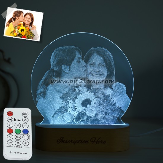 Custom Photo Lamp Gift for Love - Photo Engraved Lamp- Magic Remote Control 7 Colors