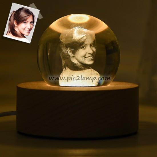 Personalized Photo Crystal Ball Night Light Gift for Love