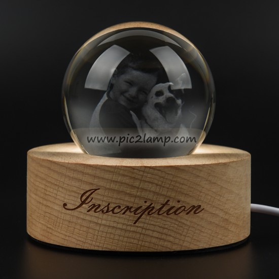 Personalized Creative Picture Engraved Crystal Ball Lamp Gift For Kid