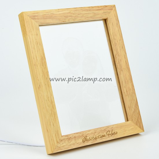 Custom Wooden Photo Frame LED Lamp Gift For Love - Vertical